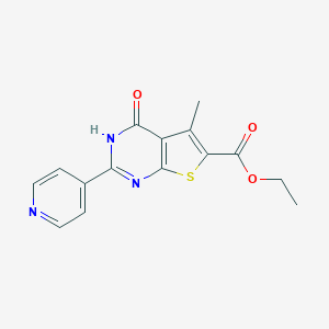 molecular formula C15H13N3O3S B493950 ethyl 5-methyl-4-oxo-2-pyridin-4-yl-3H-thieno[2,3-d]pyrimidine-6-carboxylate CAS No. 724745-24-8