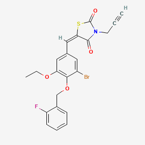 (5E)-5-[[3-bromo-5-ethoxy-4-[(2-fluorophenyl)methoxy]phenyl]methylidene]-3-prop-2-ynyl-1,3-thiazolidine-2,4-dione