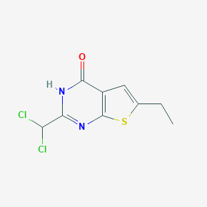 molecular formula C9H8Cl2N2OS B493951 2-(dichloromethyl)-6-ethylthieno[2,3-d]pyrimidin-4(3H)-one 