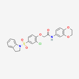 2-[2-chloro-4-(2,3-dihydroindol-1-ylsulfonyl)phenoxy]-N-(2,3-dihydro-1,4-benzodioxin-6-yl)acetamide