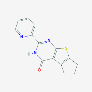molecular formula C14H11N3OS B493954 2-(2-pyridinyl)-3,5,6,7-tetrahydro-4H-cyclopenta[4,5]thieno[2,3-d]pyrimidin-4-one 