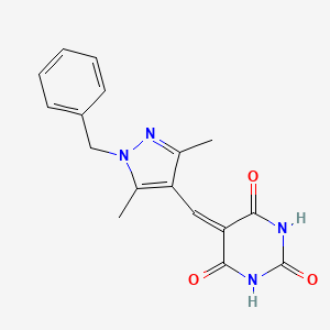 molecular formula C17H16N4O3 B4939593 5-[(1-benzyl-3,5-dimethyl-1H-pyrazol-4-yl)methylene]-2,4,6(1H,3H,5H)-pyrimidinetrione 