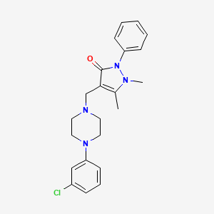 4-{[4-(3-chlorophenyl)-1-piperazinyl]methyl}-1,5-dimethyl-2-phenyl-1,2-dihydro-3H-pyrazol-3-one