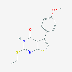 molecular formula C15H14N2O2S2 B493964 2-(ethylsulfanyl)-5-(4-methoxyphenyl)thieno[2,3-d]pyrimidin-4(3H)-one 