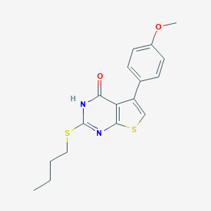 molecular formula C17H18N2O2S2 B493965 2-(butylsulfanyl)-5-(4-methoxyphenyl)thieno[2,3-d]pyrimidin-4(3H)-one 