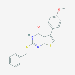 molecular formula C20H16N2O2S2 B493966 2-(benzylsulfanyl)-5-(4-methoxyphenyl)thieno[2,3-d]pyrimidin-4(3H)-one 