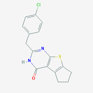 molecular formula C16H13ClN2OS B493967 2-(4-chlorobenzyl)-3,5,6,7-tetrahydro-4H-cyclopenta[4,5]thieno[2,3-d]pyrimidin-4-one 