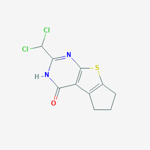 molecular formula C10H8Cl2N2OS B493968 2-(dichloromethyl)-3,5,6,7-tetrahydro-4H-cyclopenta[4,5]thieno[2,3-d]pyrimidin-4-one 