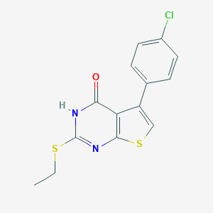 molecular formula C14H11ClN2OS2 B493974 5-(4-chlorophenyl)-2-(ethylsulfanyl)thieno[2,3-d]pyrimidin-4(3H)-one 