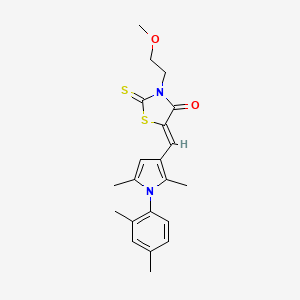 (5Z)-5-[[1-(2,4-dimethylphenyl)-2,5-dimethylpyrrol-3-yl]methylidene]-3-(2-methoxyethyl)-2-sulfanylidene-1,3-thiazolidin-4-one