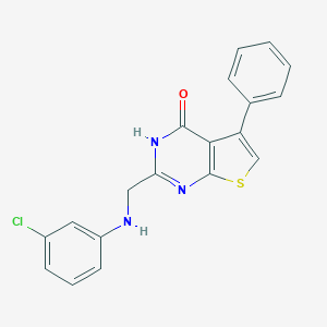 molecular formula C19H14ClN3OS B493978 2-[(3-chloroanilino)methyl]-5-phenylthieno[2,3-d]pyrimidin-4(3H)-one 