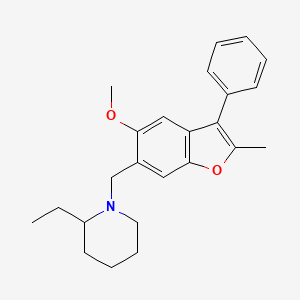 2-ethyl-1-[(5-methoxy-2-methyl-3-phenyl-1-benzofuran-6-yl)methyl]piperidine