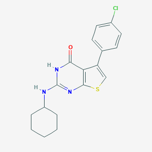 molecular formula C18H18ClN3OS B493979 5-(4-chlorophenyl)-2-(cyclohexylamino)thieno[2,3-d]pyrimidin-4(3H)-one 
