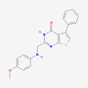 molecular formula C20H17N3O2S B493980 2-[(4-methoxyanilino)methyl]-5-phenylthieno[2,3-d]pyrimidin-4(3H)-one 