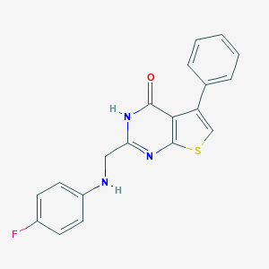 molecular formula C19H14FN3OS B493982 2-[(4-fluoroanilino)methyl]-5-phenylthieno[2,3-d]pyrimidin-4(3H)-one 