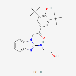 1-(3,5-Ditert-butyl-4-hydroxyphenyl)-2-[2-(2-hydroxyethylamino)benzimidazol-1-yl]ethanone;hydrobromide