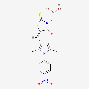 2-[(5E)-5-{[2,5-DIMETHYL-1-(4-NITROPHENYL)-1H-PYRROL-3-YL]METHYLIDENE}-4-OXO-2-SULFANYLIDENE-1,3-THIAZOLIDIN-3-YL]ACETIC ACID