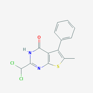 molecular formula C14H10Cl2N2OS B493986 2-(dichloromethyl)-6-methyl-5-phenylthieno[2,3-d]pyrimidin-4(3H)-one 
