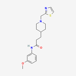 molecular formula C19H25N3O2S B4939877 N-(3-methoxyphenyl)-3-[1-(1,3-thiazol-2-ylmethyl)-4-piperidinyl]propanamide 