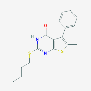 molecular formula C17H18N2OS2 B493990 2-(butylsulfanyl)-6-methyl-5-phenylthieno[2,3-d]pyrimidin-4(3H)-one 