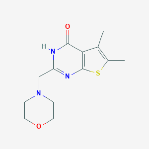 molecular formula C13H17N3O2S B493997 5,6-dimethyl-2-(morpholin-4-ylmethyl)-3H-thieno[2,3-d]pyrimidin-4-one CAS No. 731001-94-8