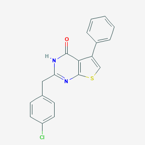 molecular formula C19H13ClN2OS B493998 2-(4-chlorobenzyl)-5-phenylthieno[2,3-d]pyrimidin-4(3H)-one 
