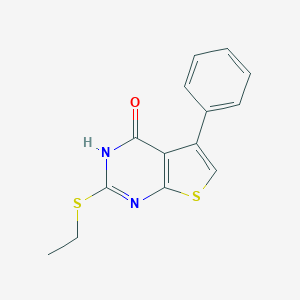 molecular formula C14H12N2OS2 B494000 2-(ethylsulfanyl)-5-phenylthieno[2,3-d]pyrimidin-4(3H)-one 