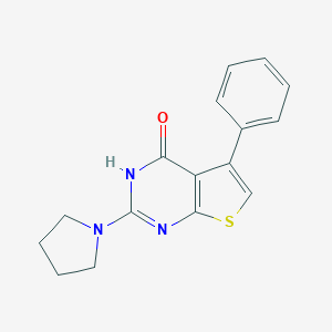 molecular formula C16H15N3OS B494002 5-phenyl-2-pyrrolidin-1-yl-3H-thieno[2,3-d]pyrimidin-4-one 