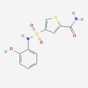 molecular formula C11H10N2O4S2 B4940054 4-{[(2-hydroxyphenyl)amino]sulfonyl}-2-thiophenecarboxamide 
