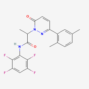 molecular formula C21H17F4N3O2 B4940087 2-[3-(2,5-dimethylphenyl)-6-oxo-1(6H)-pyridazinyl]-N-(2,3,5,6-tetrafluorophenyl)propanamide 