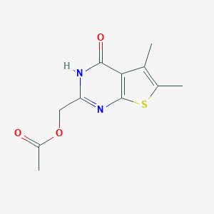 molecular formula C11H12N2O3S B494009 (5,6-Dimethyl-4-oxo-3,4-dihydrothieno[2,3-d]pyrimidin-2-yl)methyl acetate 