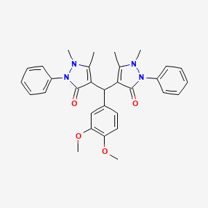 molecular formula C31H32N4O4 B4940187 4,4'-[(3,4-dimethoxyphenyl)methylene]bis(1,5-dimethyl-2-phenyl-1,2-dihydro-3H-pyrazol-3-one) 