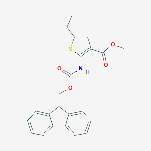 molecular formula C23H21NO4S B494020 methyl 5-ethyl-2-{[(9H-fluoren-9-ylmethoxy)carbonyl]amino}-3-thiophenecarboxylate 