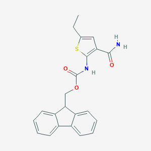 molecular formula C22H20N2O3S B494021 9H-fluoren-9-ylmethyl 3-(aminocarbonyl)-5-ethyl-2-thienylcarbamate 