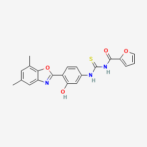 molecular formula C21H17N3O4S B4940212 N-({[4-(5,7-dimethyl-1,3-benzoxazol-2-yl)-3-hydroxyphenyl]amino}carbonothioyl)-2-furamide 