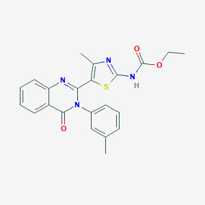 molecular formula C22H20N4O3S B494024 Ethyl 4-methyl-5-[3-(3-methylphenyl)-4-oxo-3,4-dihydro-2-quinazolinyl]-1,3-thiazol-2-ylcarbamate 