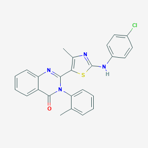 molecular formula C25H19ClN4OS B494025 2-[2-(4-chloroanilino)-4-methyl-1,3-thiazol-5-yl]-3-(2-methylphenyl)-4(3H)-quinazolinone 