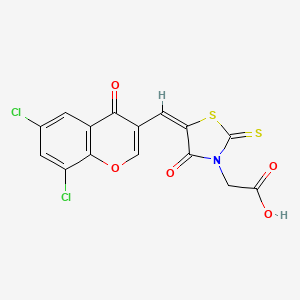 molecular formula C15H7Cl2NO5S2 B4940253 {5-[(6,8-dichloro-4-oxo-4H-chromen-3-yl)methylene]-4-oxo-2-thioxo-1,3-thiazolidin-3-yl}acetic acid 