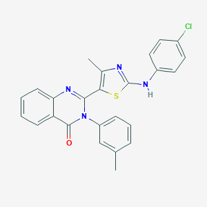 molecular formula C25H19ClN4OS B494026 2-[2-(4-chloroanilino)-4-methyl-1,3-thiazol-5-yl]-3-(3-methylphenyl)-4(3H)-quinazolinone 