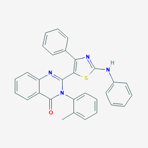 molecular formula C30H22N4OS B494028 2-(2-anilino-4-phenyl-1,3-thiazol-5-yl)-3-(2-methylphenyl)-4(3H)-quinazolinone 