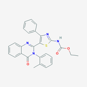 molecular formula C27H22N4O3S B494031 Ethyl 5-[3-(2-methylphenyl)-4-oxo-3,4-dihydro-2-quinazolinyl]-4-phenyl-1,3-thiazol-2-ylcarbamate 