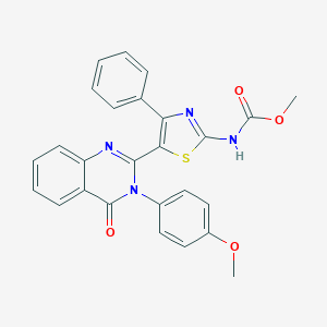 molecular formula C26H20N4O4S B494033 Methyl 5-[3-(4-methoxyphenyl)-4-oxo-3,4-dihydro-2-quinazolinyl]-4-phenyl-1,3-thiazol-2-ylcarbamate 