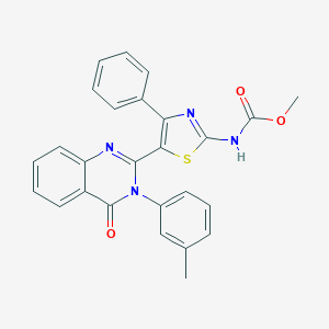molecular formula C26H20N4O3S B494034 Methyl 5-[3-(3-methylphenyl)-4-oxo-3,4-dihydro-2-quinazolinyl]-4-phenyl-1,3-thiazol-2-ylcarbamate 