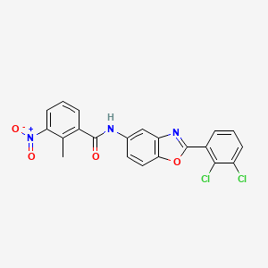 molecular formula C21H13Cl2N3O4 B4940377 N-[2-(2,3-dichlorophenyl)-1,3-benzoxazol-5-yl]-2-methyl-3-nitrobenzamide 