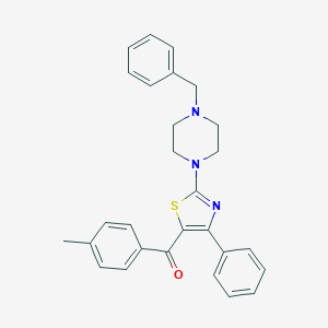 molecular formula C28H27N3OS B494039 [2-(4-Benzyl-1-piperazinyl)-4-phenyl-1,3-thiazol-5-yl](4-methylphenyl)methanone 