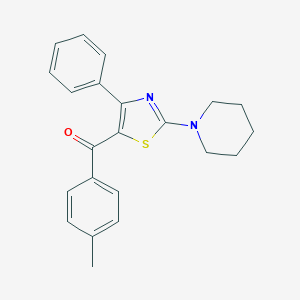 molecular formula C22H22N2OS B494040 (4-Methylphenyl)[4-phenyl-2-(1-piperidinyl)-1,3-thiazol-5-yl]methanone 