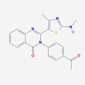 molecular formula C21H18N4O2S B494041 3-(4-acetylphenyl)-2-[4-methyl-2-(methylamino)-1,3-thiazol-5-yl]-4(3H)-quinazolinone 