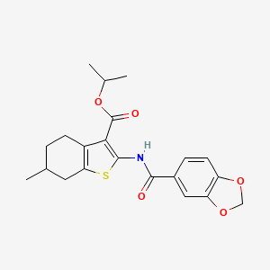 molecular formula C21H23NO5S B4940412 isopropyl 2-[(1,3-benzodioxol-5-ylcarbonyl)amino]-6-methyl-4,5,6,7-tetrahydro-1-benzothiophene-3-carboxylate 