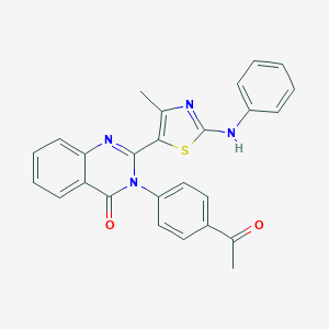 molecular formula C26H20N4O2S B494042 3-(4-acetylphenyl)-2-(2-anilino-4-methyl-1,3-thiazol-5-yl)-4(3H)-quinazolinone 