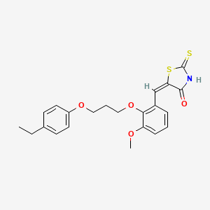 molecular formula C22H23NO4S2 B4940425 5-{2-[3-(4-ethylphenoxy)propoxy]-3-methoxybenzylidene}-2-thioxo-1,3-thiazolidin-4-one 